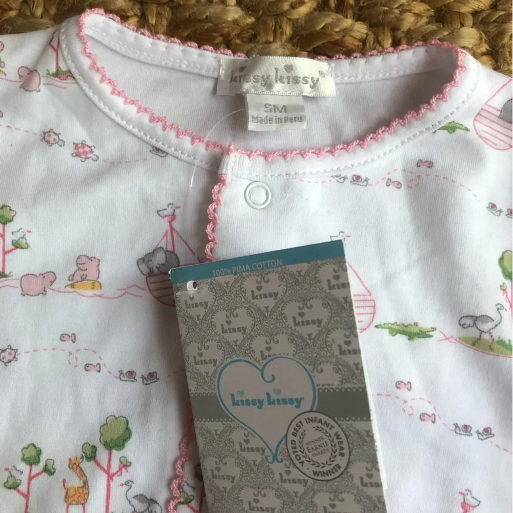 New w Tag: Kissy Kissy Noahs Print Convertible Gown. Size 0 to 6 months